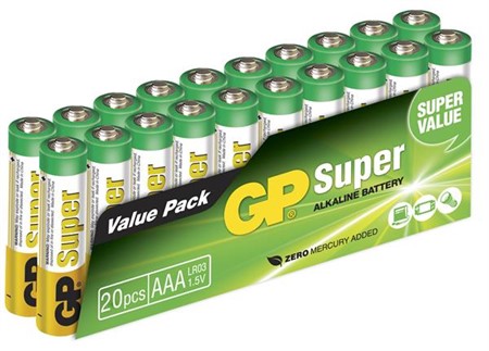 GP Super Alkaline MN2400 1.5V AAA, LR03, 20-pack