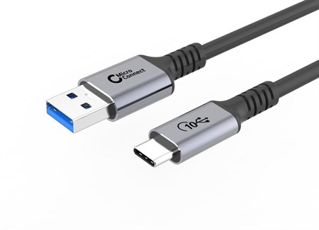 Kabel USB-C MicroConnect  USB-C ha - USB-A ha 1m, 60W, USB 3.2, 10Gb