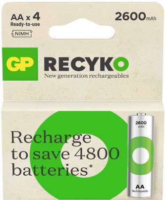 Batteri GP ReCyko AA 2600mAh uppladdningsbart 4-pack