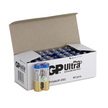 Batteri - GP Ultra Plus Alkaline MN1500 1.5V AA, LR6, 40-pack bulk