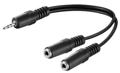 Adapter 3.5mm hane-2x3.5mm hona 0.2m stereo Y-kabel