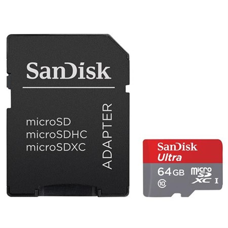 Sandisk SD Micro 64GB SDXC + SD-adapter Class10