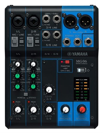 Yamaha MG06, 2xXLR, 2xtele stereo