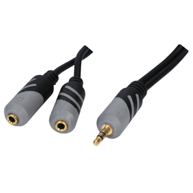 Adapter 3.5mm hane-2x3.5mm hona 0.5m stereo Y-kabel